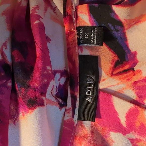Women's APT. 9 multicolor pink splash blouse SZ 1X - Picture 10 of 12